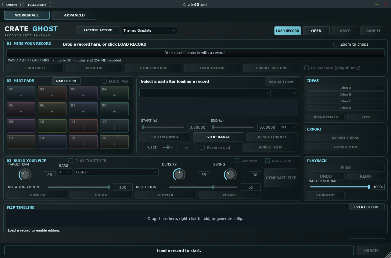 CrateGhost 0.71.0 standalone interface on Windows.
