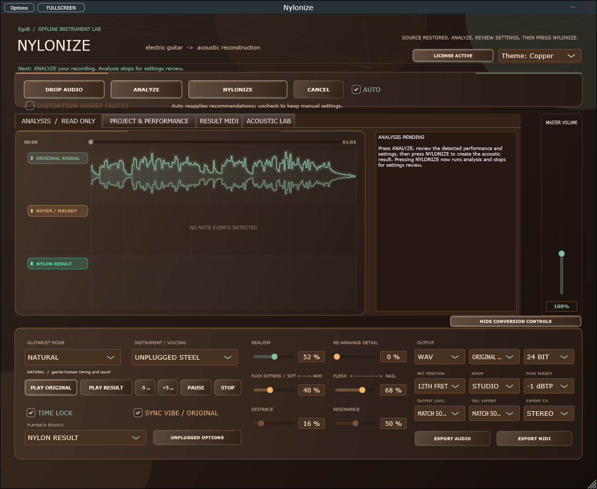 Nylonize 3.2.0 standalone interface on Windows.