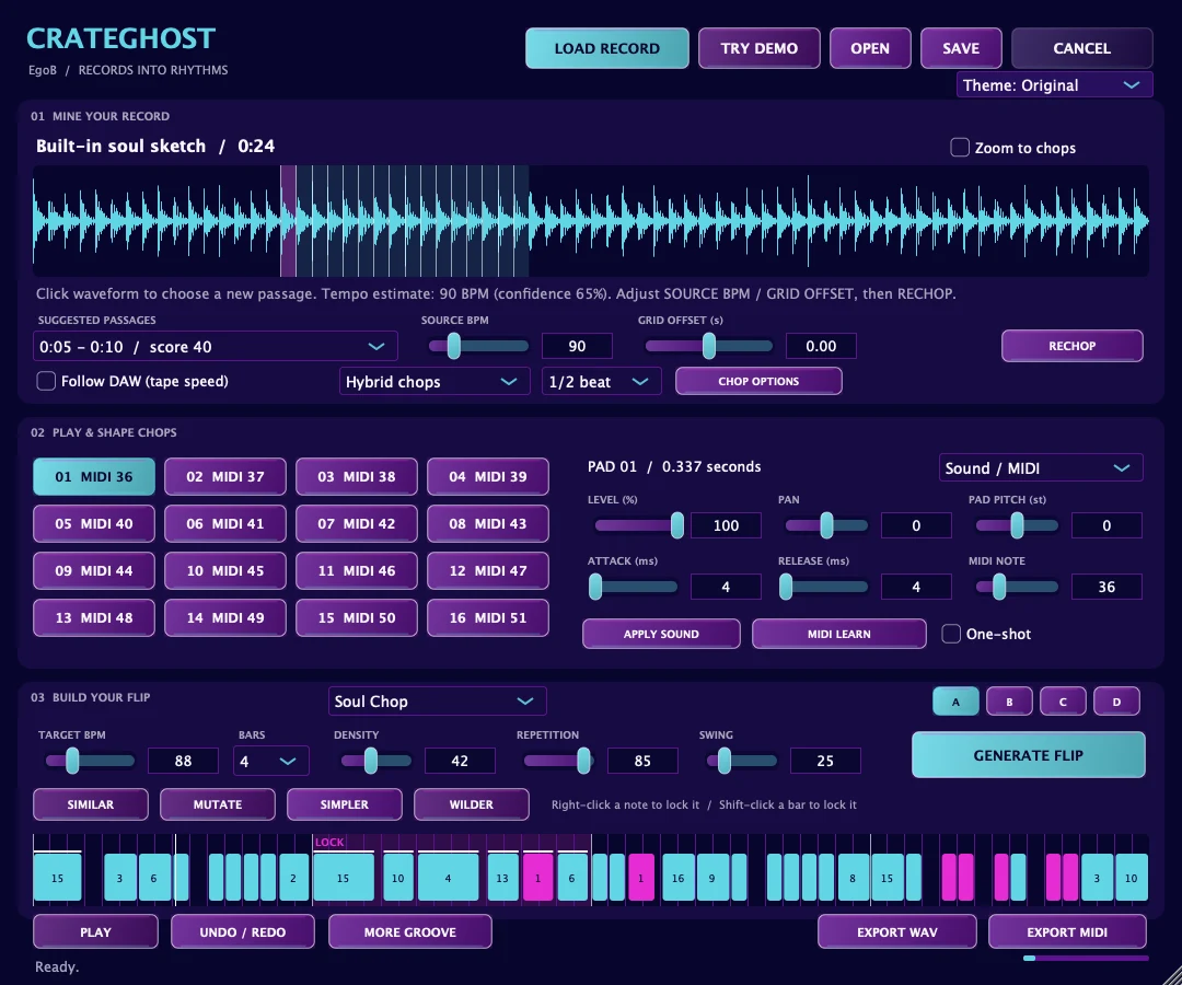 CrateGhost 0.3.0 macOS workspace