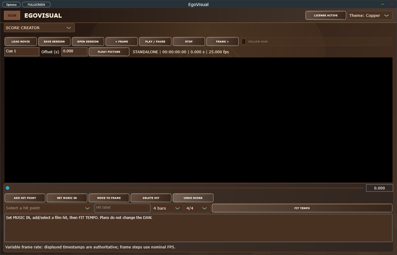 EgoVisual 5.10.0 Windows Score Creator workspace