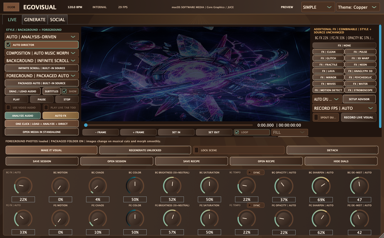 EgoVisual Mac preview with adaptive rendering and updated dial controls