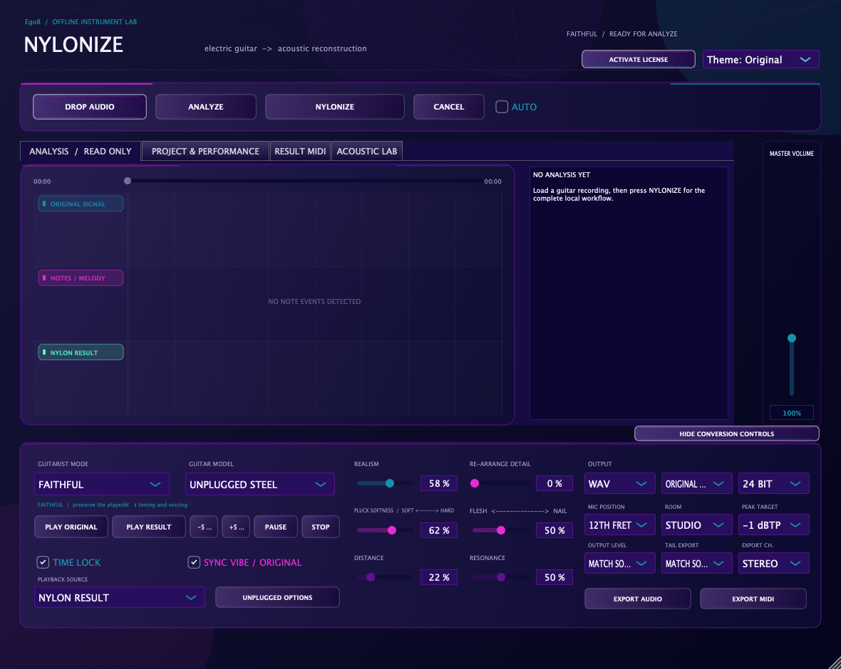 Nylonize Mac workspace before loading a recording
