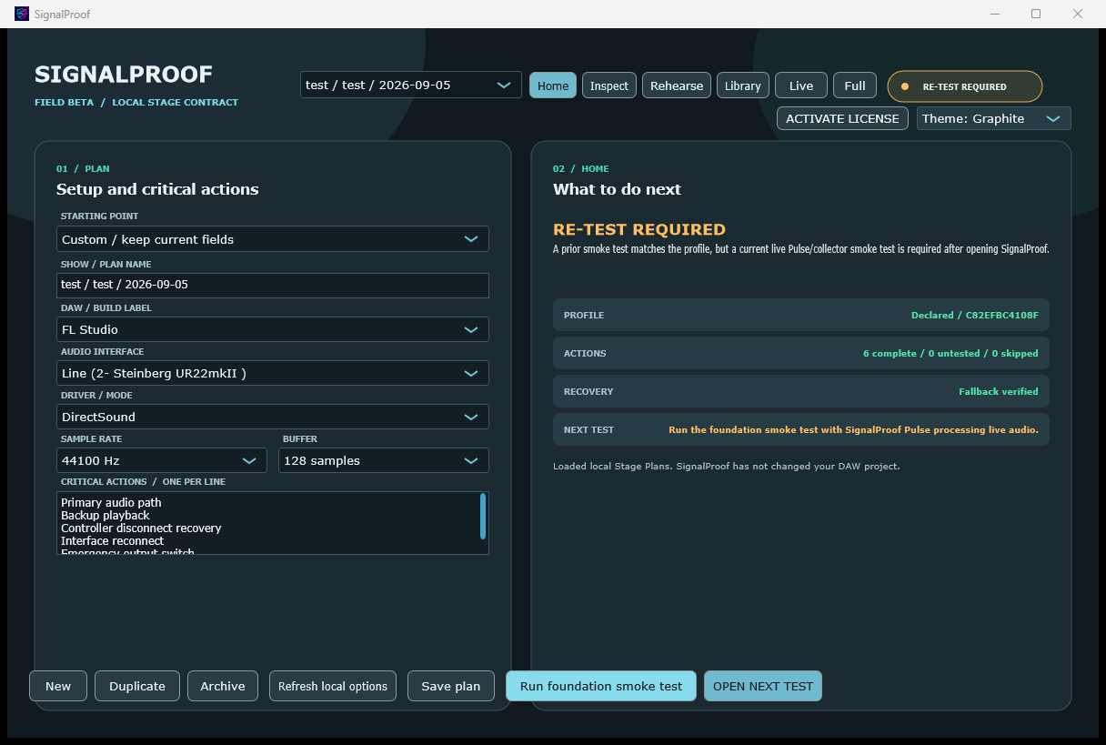 SignalProof 0.7.1 Windows stage-plan workspace