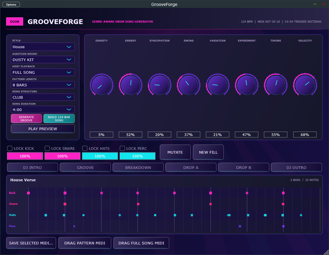 Three-bar generated groove