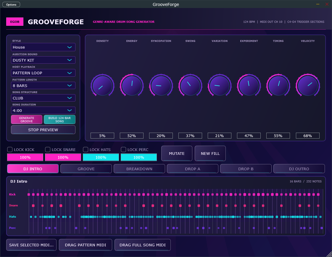 Full song section controls